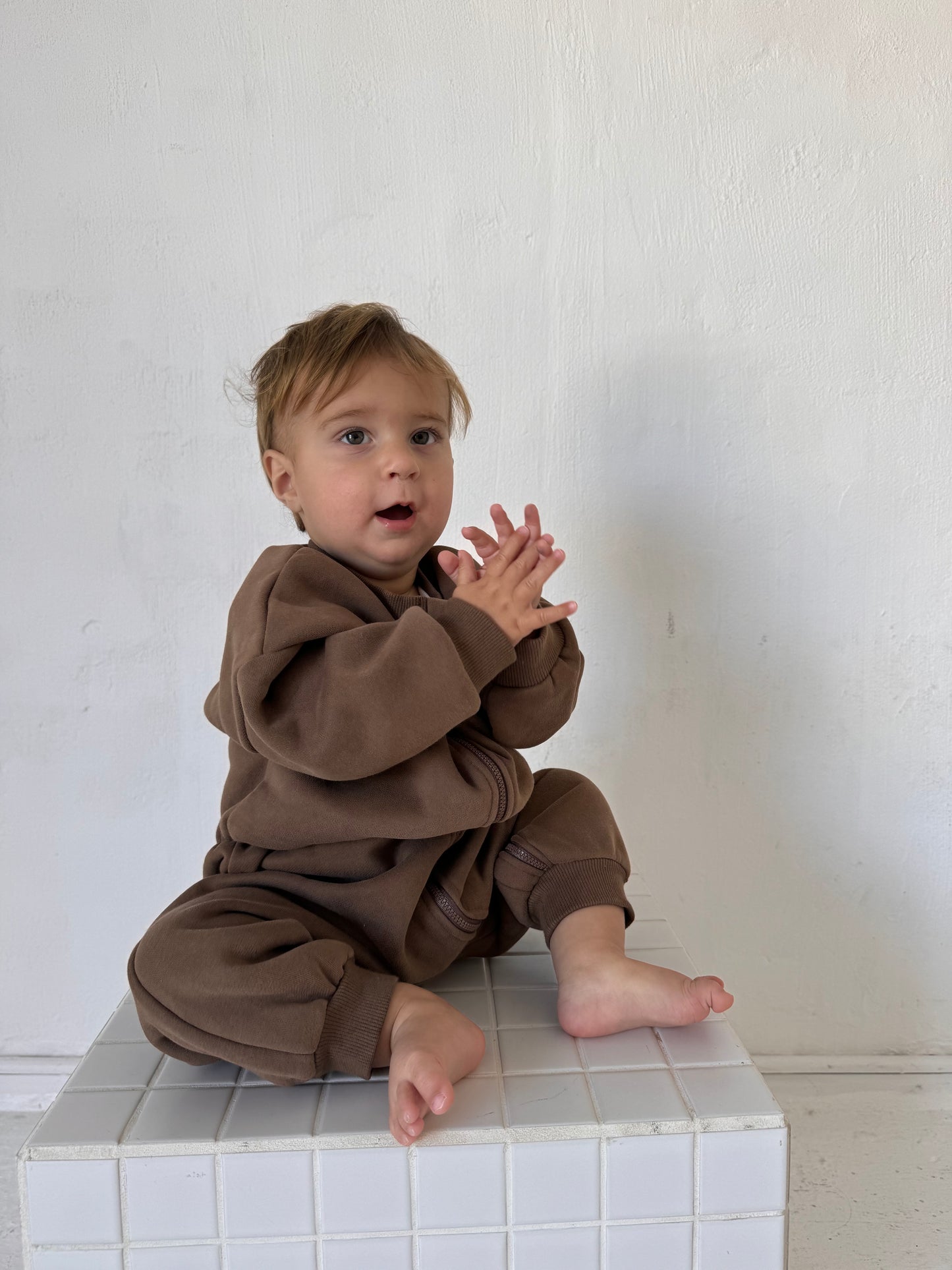 Fleece Jumpsuit - Mocha Brown